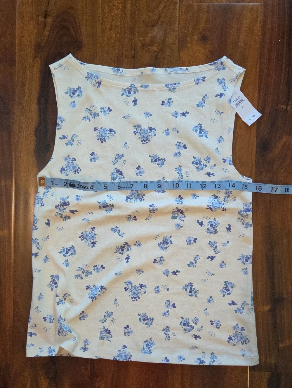GAP Boatneck Tank Top Light Blue Floral - Picture 7 of 10